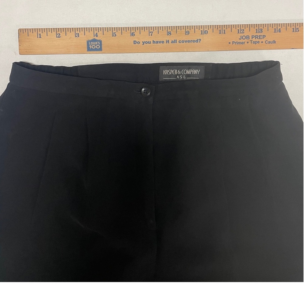 Kasper & Company ASL Black Pleated Dress Pants High Waist Straight Leg Size 8 - Picture 3 of 16